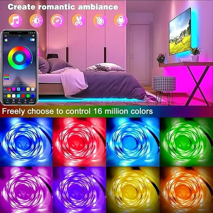 TV LED Light, RGB Color Changing Light Strip, TV Light Strip with Remote Control USB TV Backlight for 32-80 Inch TV, Quick Install Large Size TV/Monitor Backlight, Ambient Lighting (196 inches)