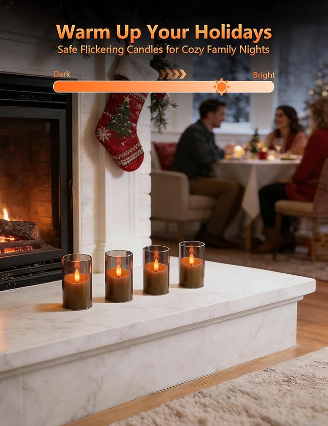 Rechargeable Small Tea Light Candles, Acrylic Votive Flameless Candles 1.7" x2.5"with Remote Control and Timer, Flickering Warm LED Light, Safe for Home, Parties, and Holidays (Set of 6, Gray)