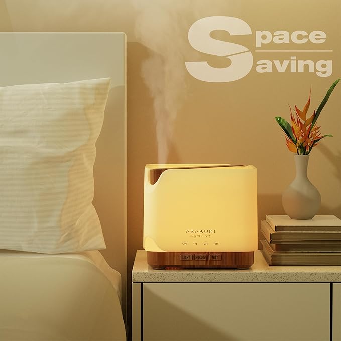 ASAKUKI Essential Oil Diffuser for Home, Large 700 ml Humidifier with Automatic Shut-Off, Scent Aromatherapy Diffuser with 7 LED Lights for Living Room, Kitchen, Bedroom, Hotel - Yellow