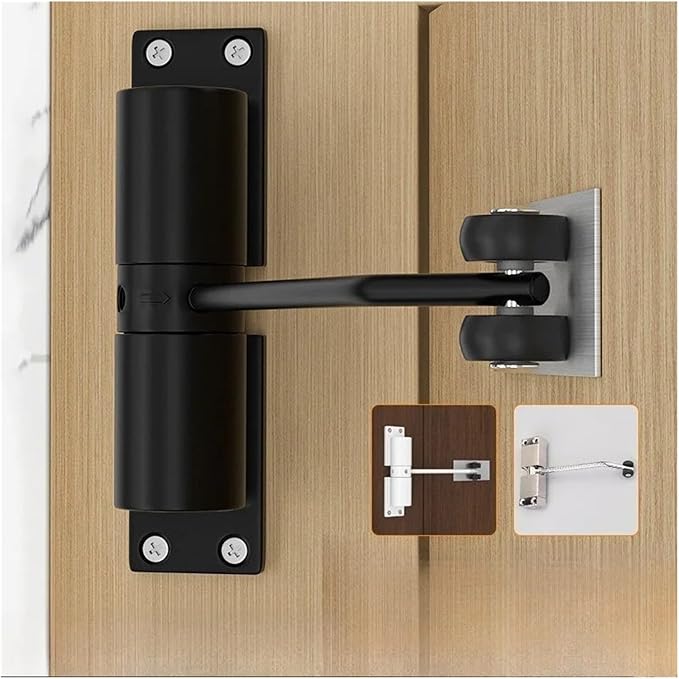 30kg Adjustable Tension Door Closer Automatic Safety Spring Heavy Duty Easy to Convert Hinged Doors to Self Closing(White)