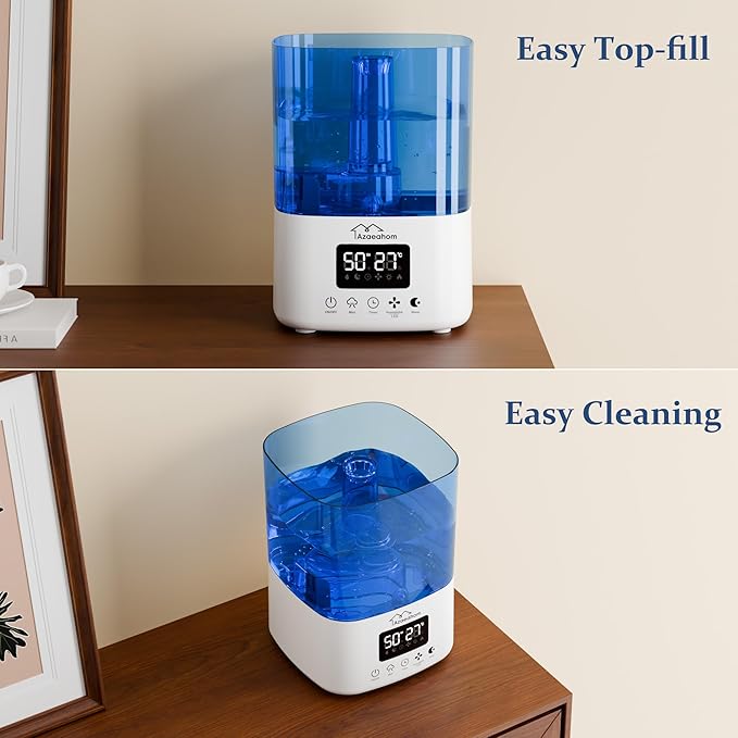 Smart Humidifiers for Bedroom, Top Fill 4L Cool Mist Air Humidifier for Large Room, Essential Oil Diffuser App Control, Fast Symptom Relief, Nightlight, 12H Quiet Runtime for Baby, Plant