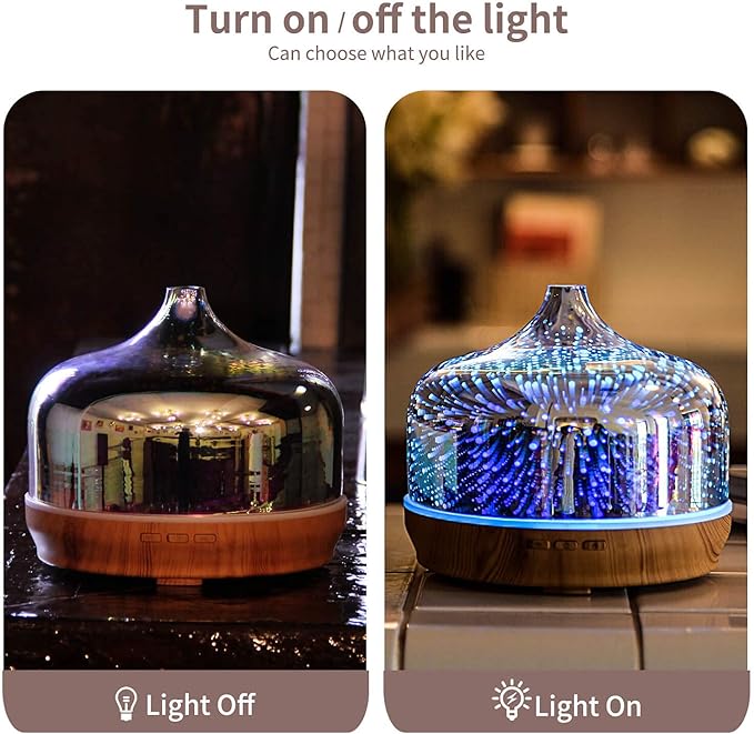 Porseme Giant+Blue Giant Essential Oil Diffuser 3D Glass Aromatherapy Ultrasonic Humidifier Cool Mist, Auto Shut-Off,Timer Setting, BPA Freefor Home Office Hotel Yoga Gym Leisure SPA Gift