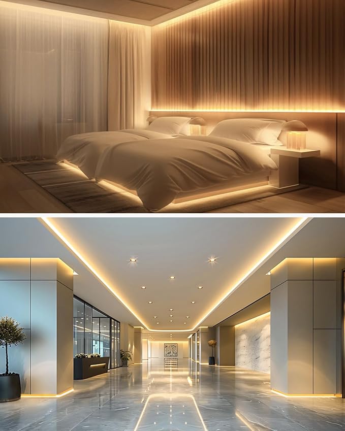 Aclorol COB LED Strip Lights 100FT 3000K 24V Dimmable Warm White LED Light Strip with Remote and App Control Flexible Tape Light for Bedroom Shelf Cabine Closets Garages Kitchen (2Rolls of 50FT)