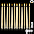 IMAGE Rechargeable Flameless Taper Candles with Remote, 12 Pcs LED Candlesticks 3D Wick Ivory Taper with Timer Flickering Function for Home, Wedding, Birthday Halloween Christmas Church, Warm White