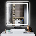 32"x30" LED Bathroom Mirror with Anti-Fog, Stepless Dimmable Lights, 3 Color Modes, Shatter-Proof Tempered Glass,Waterproof Design