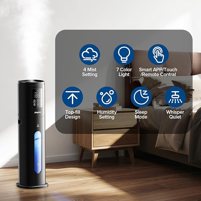 Humidifiers for Bedroom Large Room with Smart App & Remote Control, 7L/1.85Gal Large Humidifier, 4 Mist Levels Humidifiers for Home Crow