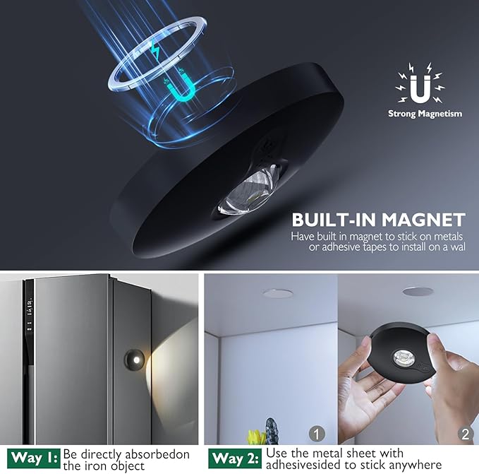 Rechargeable Puck Lights with Remote Control,2000mAh High Capacity Battery Operated LED under Cabinet Lighting,Dimmable Tap Stick On& Magnetic Mount Wireless Closet Light for Kitchen Counter,Shelve