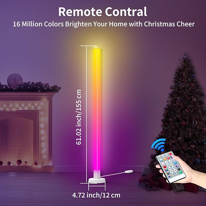 Corner Floor Lamp 2 Pack, Smart RGB Corner Lamp with App and Remote Control, Music Sync Standing Lamp with 16 Million DIY Colors, Modern Ambient Light for Bedroom, Living Room, Gaming Rooms