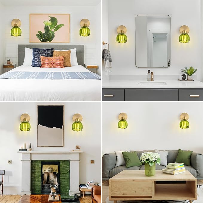 Wall Sconces Vintage Fixture Light, Vanity Lights for Bathroom, Modern Wall Light Fixtures, Metal Sconces Wall Lighting with Glass Shade, Farmhouse Wall Lamp for Bedroom Living Room