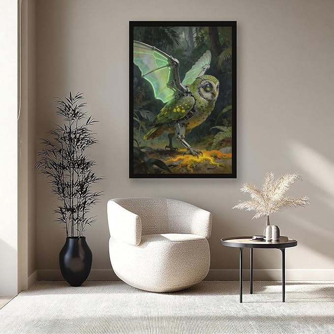 Framed Cyber Fantasy Wall Art for Living Room And Home Office Modern Sci Fi Nature Inspired Decor 20x30in