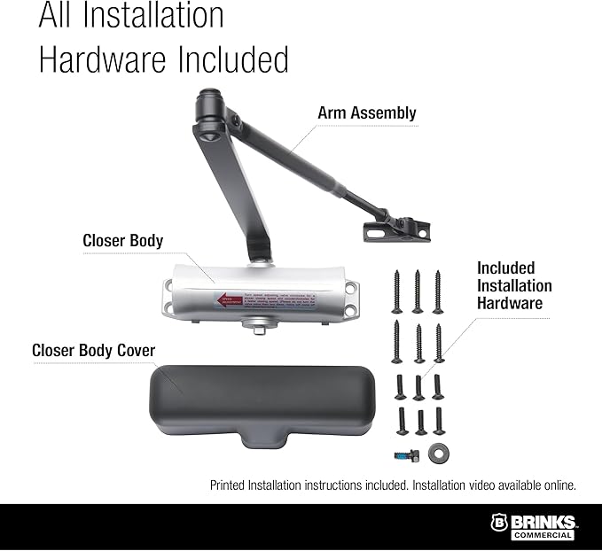 Heavy Duty Residential Door Closer UL Listed, White (Matte Black)