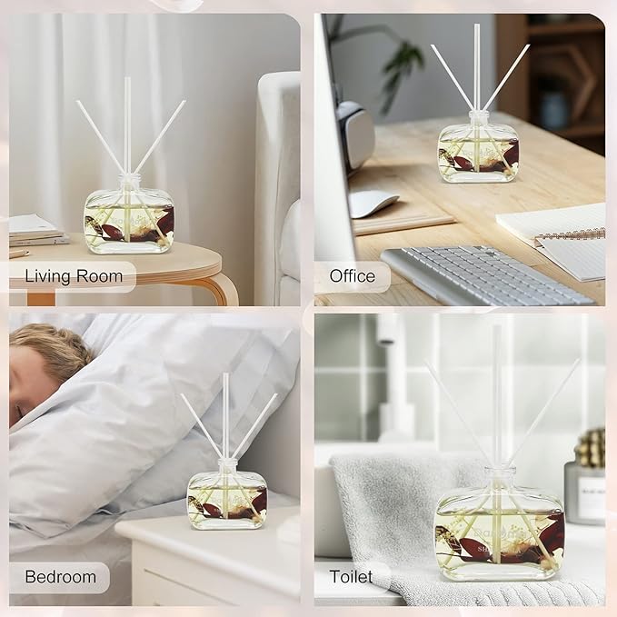 Reed Diffuser Set with Sticks, Daroma Dried Flowers Aromatherapy Reed Diffuser with Nature Essential Oil, Fragrance Scent Diffuser for Home Décor & Office, for Christmas, Shangri-La Hotel