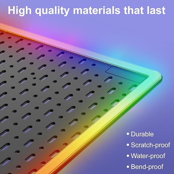 Gaming Pegboard Organizer for RGB Light,Peg Board Wall for Gaming Room Decor, 22 x 14.8 inches,Ideal LED Light Peg Board, Office Wall Organization (Black 2PCS)