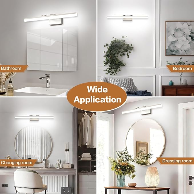 SOLFART 31.5 Inch Dimmable Bathroom Vanity Lights Over Mirror 5 Color Temperature Vanity Lighting Fixtures for Bath Brushed Nickel Bathroom Light fixtures Bar 5CCT