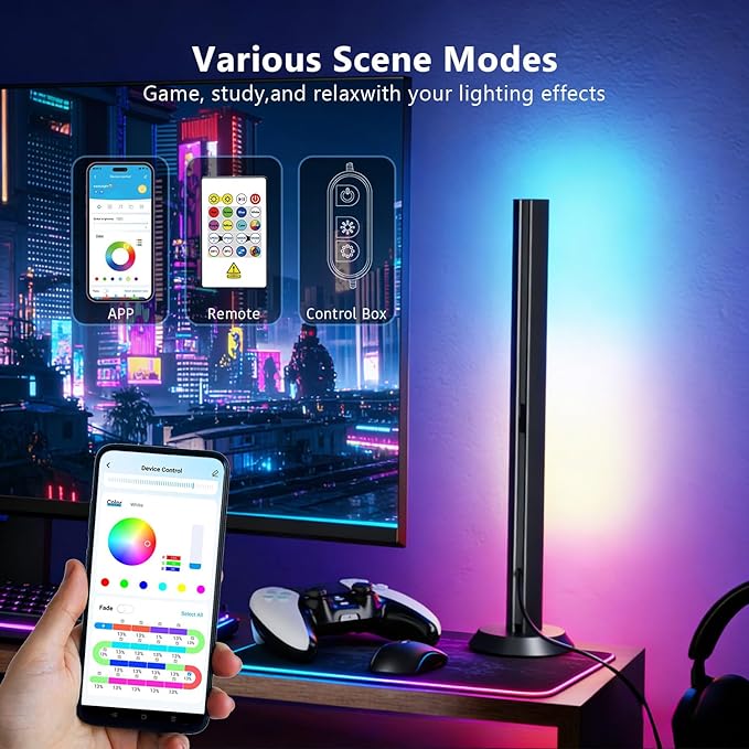 DAYBETTER Gaming Light Bars, Smart LED Light Bars with Music and Scene Modes, RGB+ICW Light Bars with Multiple Placement Options, Color Changing Light Bar for Gaming Monitor, TV, Desk, Room Decor