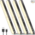 Ferswe Closet Lights Rechargeable, Battery Level Display, Dimmable Battery Powered Lights, 3000K Motion Sensor Light Indoor, 60 LED Touch Light for Kitchen, Closet, Shelf(4 Pack)