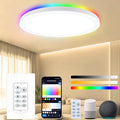Dimmable LED Flush Mount Ceiling Light Fixture with Remote Control, Compatible with Alexa, 12Inch 18W 3000K-6500K Adjustable, LED Ceiling Light Fixture for Bedroom, Kitchen