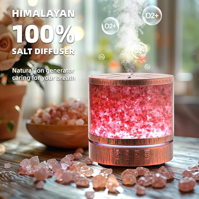 Essential Oil Diffuser Himalayan Salt Lamp - Aromatherapy Diffuser Cool Mist Humidifier 400ml Ultrasonic Aroma Diffusers Humidifier Gifts Ideas for Mom, Red Bronze