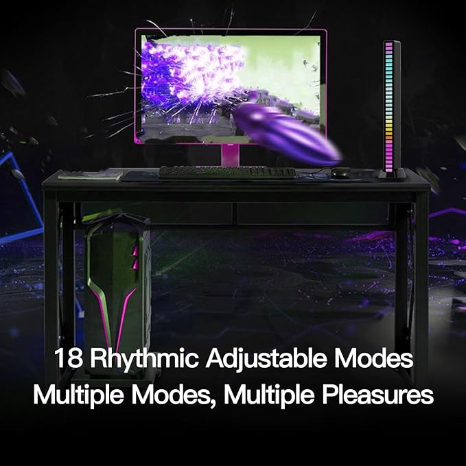 Bewinner RGB LED Strip Lights with Music Sync, USB Powered Color Changing Game Room Lighting, 8 Dynamic Modes for PC TV Monitor Desk Backlight, Ambient Mood Light for Home Office Decor