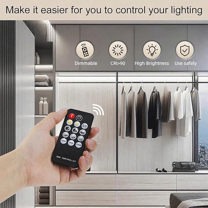 COB LED Strip Light 24V, 16.4ft White LED Light Strip with Remote, High Density Flexible White Tape Lights, CRI90+ LED Lighting for Backlighting for TV, Bedroom, Cabinet, Indoor Decor