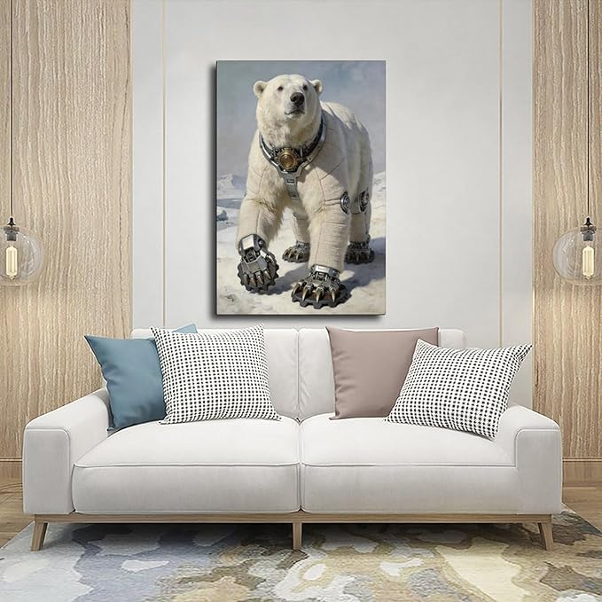 Framed Futuristic Fantasy Wall Art for Living Room TV Wall Modern Tech Style Home Decor 16x24inch(40x60cm)