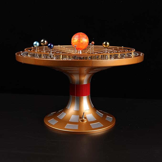 Metal Solar System Model Kit That Works - Motorized Metal Planetarium with LED Night Light Sun, Educational STEM for Adults, Classroom Science Project, Unique Desk Decor Gift
