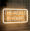 THE WORLD IS YOURS LED Neon Sign for Wall Decor USB Adjustable Brightness Living Room Bars Barbers Pub Man Cave Halloween Christmas Birthday Art Wall Decor
