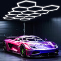 Hexagon Garage Lights 456W 50160LM,14 Grids LED Hexagon Light,7000K Honeycomb Lights for Garage,Warehouse,Car Detailing Shop,malls,Gym