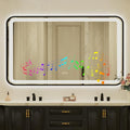 32x55 Inch Black Framed LED Bathroom Mirror with Lights, Built-in Bluetooth Speaker,Tempered Glass,Dimmable Lighted Bathroom Vanity Mirror with 3 Colors, Backlit + Frontlit, Memory, Anti-Fog