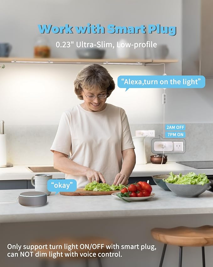 ASOKO HOME Dimmable USB Under Cabinet Lights - 3 Pack 12" Linkable LED Strips, 4000K Daylight for Kitchen, Desk, Workbench