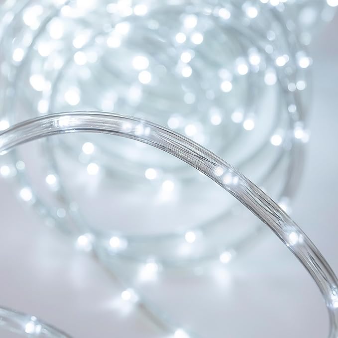 50ft White Rope Lights,Connectable for Indoor & Outdoor,110V Transparent Flexible Tube Lights,Waterproof LED Rope Lighting for Outside,Deck,Patio,Pool,Camping,Bedroom Decor,Landscape Lighting