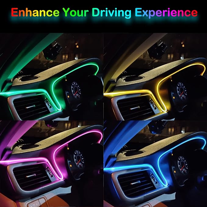Interior Car LED Strip Lights, RGB USB Car Ambient Lighting, Car Accessories Fiber Optifc Lights Sync to Music (1 LED/118 inches)