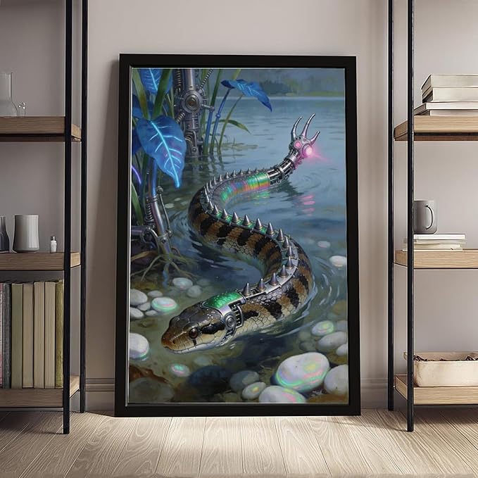 Framed Futuristic Nature Wall Art for Modern Living Room Creative Sci Fi Style Interior Decor 20x30in
