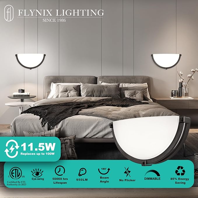 13 inch Dimmable LED Wall Sconce, Half Moon Wall Light Fixture, 3000K/4000K/5000K Color Temperature Adjustable, Modern Bathroom Vanity Light Fixtures，Super Bright 950 Lumen (Oil Rubbed Bronze)…