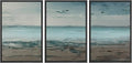 wall26 Framed Canvas Print Wall Art Set Grunge Teal & Brown Beach Shoreline Landscape Geometric Ocean Digital Art Minimalism Nautical Multicolor for Living Room, Bedroom, Office - 16"x24"x3 Black