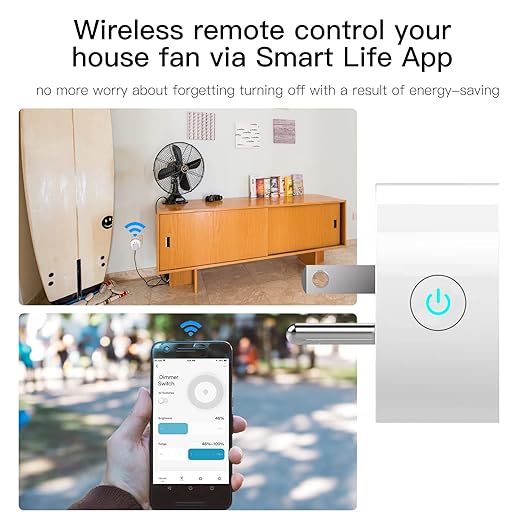 MoesGo Smart WiFi Power Dimmer Plug, Brightness Adjust Timer Socket, Tuya Smart Life App Remote Control, Compatible with Alexa and Google Home, 2 Pack, White