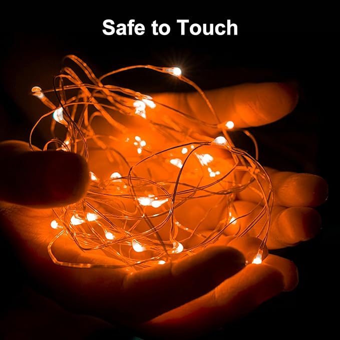 ZGWJ Fairy Lights Battery Operated, 8 Pack Orange Twinkle String Lights 20 LED 7FT Waterproof for Bedroom Decor, Halloween, Christmas, Wedding Party Indoor and Outdoor Decoration