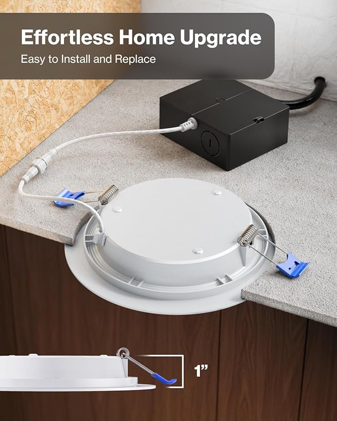 Sunco 12 Pack 6 Inch LED Recessed Light, Ceiling Canless Recessed Lights, Baffle Trim Ultra Thin, 850 LM, 14W, 3000K Warm White, Dimmable, Wafer Thin with Junction Box.