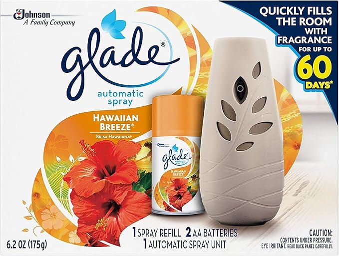 Glade Automatic Spray Air Freshener Hawaiian Breeze Starter 6.2 Ounce (Pack of 4)