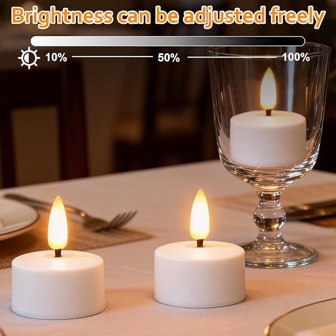 Rechargeable Tea Lights Candles with Remote Timer & Charging Base, 6pcs Battery Operated LED Candles Tea Lights Flameless for Halloween Decorations Wedding Home DecorΦ 1.57" H 1.85"