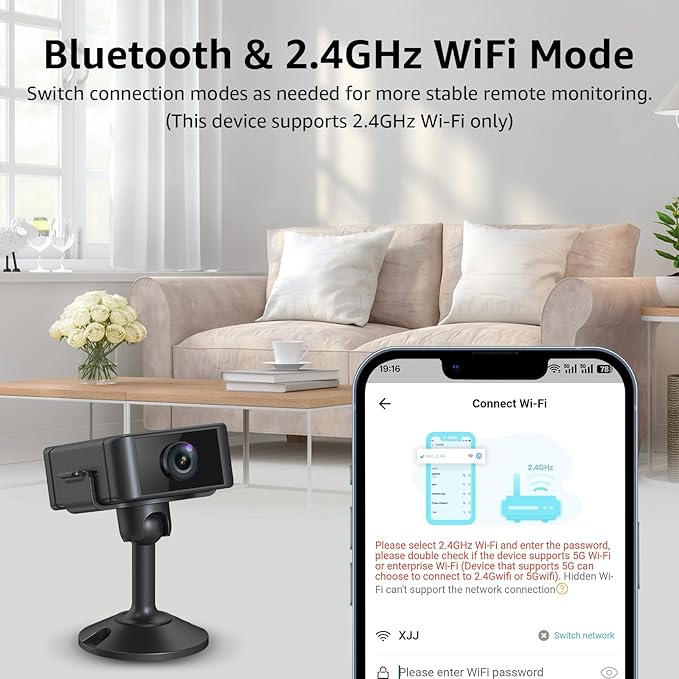 Hidden Camera 4K Spy Camera with Night Vision, Motion Detection Alerts, 4H Battery Life, Phone App Control, SD/Cloud Storage, Indoor Mini Security Camera for Home, Office, Baby Monitor