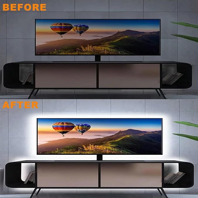 5V USB LED Strip Lights, 2Pack COB Light Strip White, TV Lights 3.28FT Short LED Strip Light, Flexible Bright 5V Led Strip for Under Cabinet, Kitchen, TV Backlight, Shelves, Displays