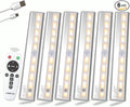 LDOPTO Under Cabinet Wireless LED Lights, 6 Pack Rechargeable Battery Operated, Dimmable, Remote Control, Stick On Night Lights for Kitchen, Pantry, Stairs, Hallway, 3 Colors