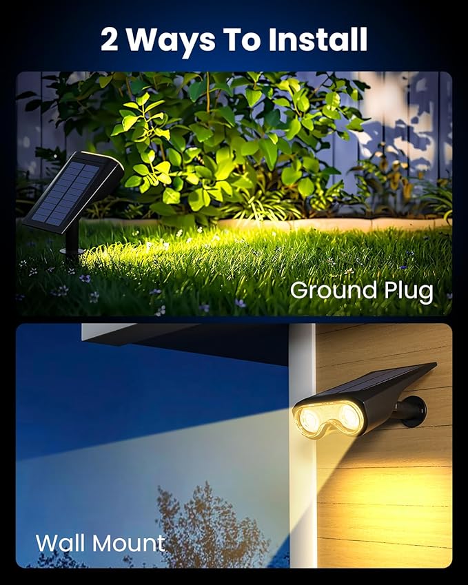 Solar Spot Lights Outdoor, IP67 Waterproof 3 Pack 3 Lighting Modes Landscape Spotlights for Yard Garden Yard Pool Fence House Garage Pathway