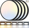 zemty 4Pack LED Flush Mount Ceiling Light, 12Inch 24W Dimmable Ceiling Lights Fixture, 5 Color Temperatures (3000K-6500K) Black Round Ceiling Lamp for Bedroom, Kitchen, Hallway,Bathroom
