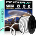GZBtech Flexible LED Neon Rope Lights 50FT,AC 110-120V Waterproof Strip Light, 120 LEDs/M Cuttable Connectable Neon Lighting for Indoor Outdoor Home Decor/Commercial Use-Cold White 15M, ETL Listed