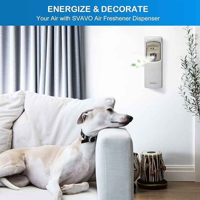 SVAVO Automatic Air Freshener Dispenser - Wall Mounted/Free Standing Auto Aerosol Spray Dispenser Programmable Fragrance Dispenser for Indoor-Bedroom, Hotel, Office, Commercial Place, Grey