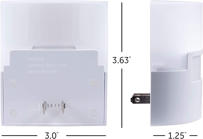 GE LED Motion Sensor Night Light, Plug-in, 40 Lumens, Warm White, UL-Certified, Energy Efficient, Ideal Nightlight for Bedroom, Bathroom, Kitchen, Hallway, 12201, White, 2 Pack