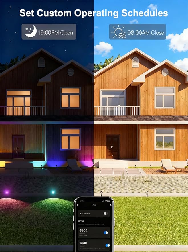 Ligency WiFi Smart Landscape Lights - Plug-in 12V Low Voltage Outdoor Spotlights with Alexa, 28.8ft Complete Kit, RGBW Dream Color, IP65 Waterproof LED Garden Lights for Yard, Tree, 2 Pack