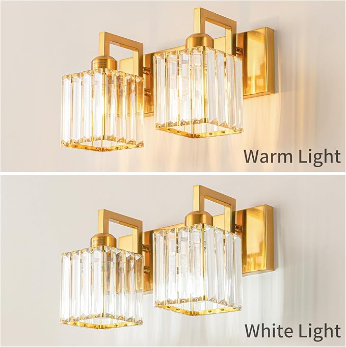 19.5" KnurledBrassWallSconcesSetof2,BronzeBathroomVanityLightFixtureswithWaterRipplesGlassTube,ModernLampforBedroom,LivingRoom,Hallway,Staise,Mirror,Kitchen